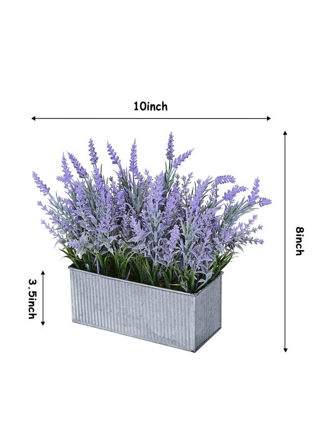 Vlorart Artificial Lavender Decor, Fake Lavender Plant in Decorative Silver Metal Pots, Faux Lavender Plant Artificial Flowers for Farmhouse Home Decor Office Bathroom Desk Room Indoor Outdoor - Image 2